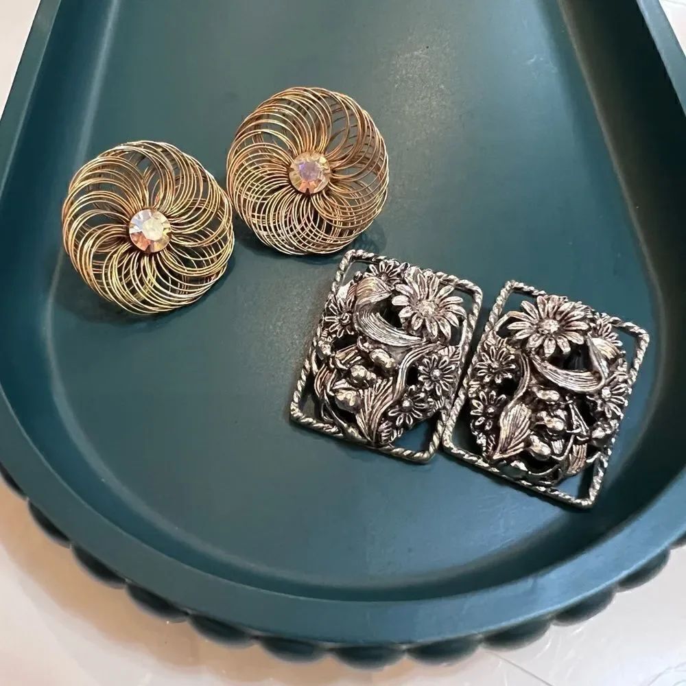 2 Pairs of Vintage Sarah Coventry Clip On Earrings